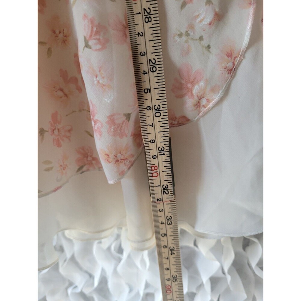 vtg CALIFORNIA DYNASTY Floral Chiffon Sheer Short Slip Chemise Nightgown LACE M - Picture 6 of 8
